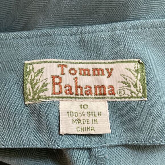 Tommy Bahama Sea Blue Green Vintage Wide Leg 100% Silk Lightweight Pants Size 10 - Picture 8 of 9